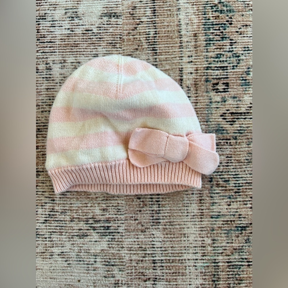 Old Navy Baby Hat 12-24 Months Pink Cream Knit